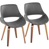 Fabrico Dining Accent Chair in Walnut & Grey Leatherette (Set of 2)